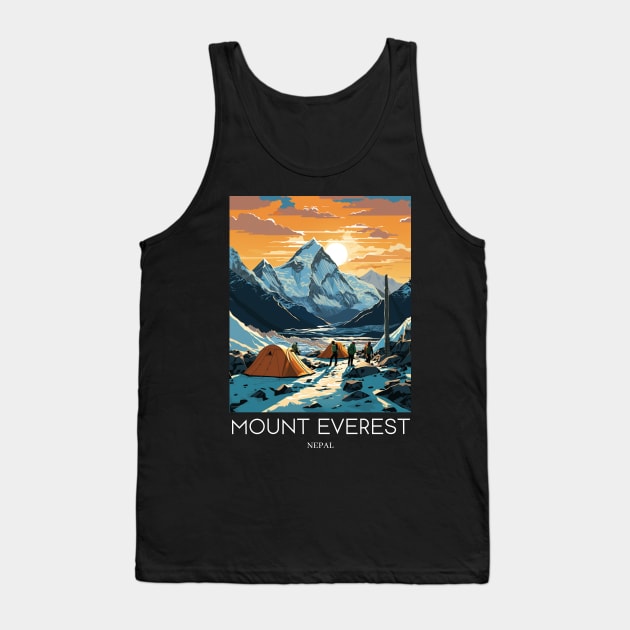 A Pop Art Travel Print of Mount Everest - Nepal Tank Top by Studio Red Koala